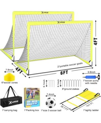 Agility Ladder Speed Training Equipment Set, Kids Soccer Goals for Backyard Set of 2, 6x4 ft, Soccer Goal Training Equipment for Kids Youth