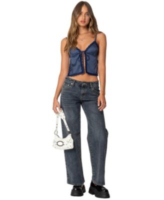 Women's Backless Satin Effect Polka Dot Top