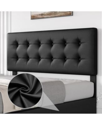 Bed Frame with 4 Storage Drawers and Headboard, Faux Leather Upholstered Platform Bed Frame with Wooden Slats Support
