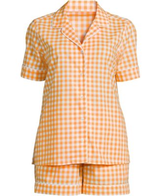 Women's Cotton Poplin 2 Piece Pajama Set - Short Sleeve Top and Shorts