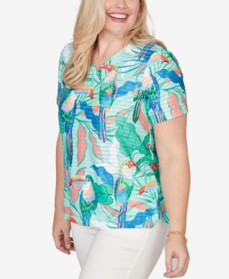 Women's Resort Living Toucan Textured Short-Sleeve Top