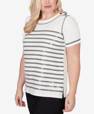 Women's Crowd Pleaser Biadere Sequin Stripes Top