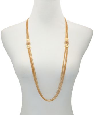 Gold-Tone Played Layered Chain Necklace