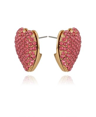 Glass Stone Heart Stud Earrings