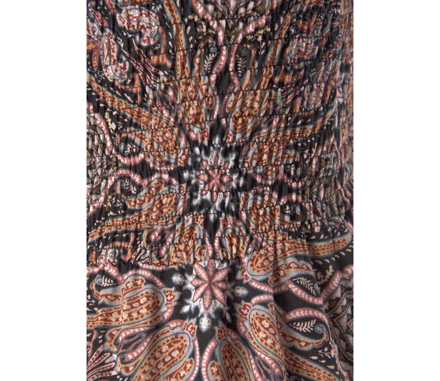 Women's Viscose Printed Smocked Convertible Multiway Bandeau Maxi Dress