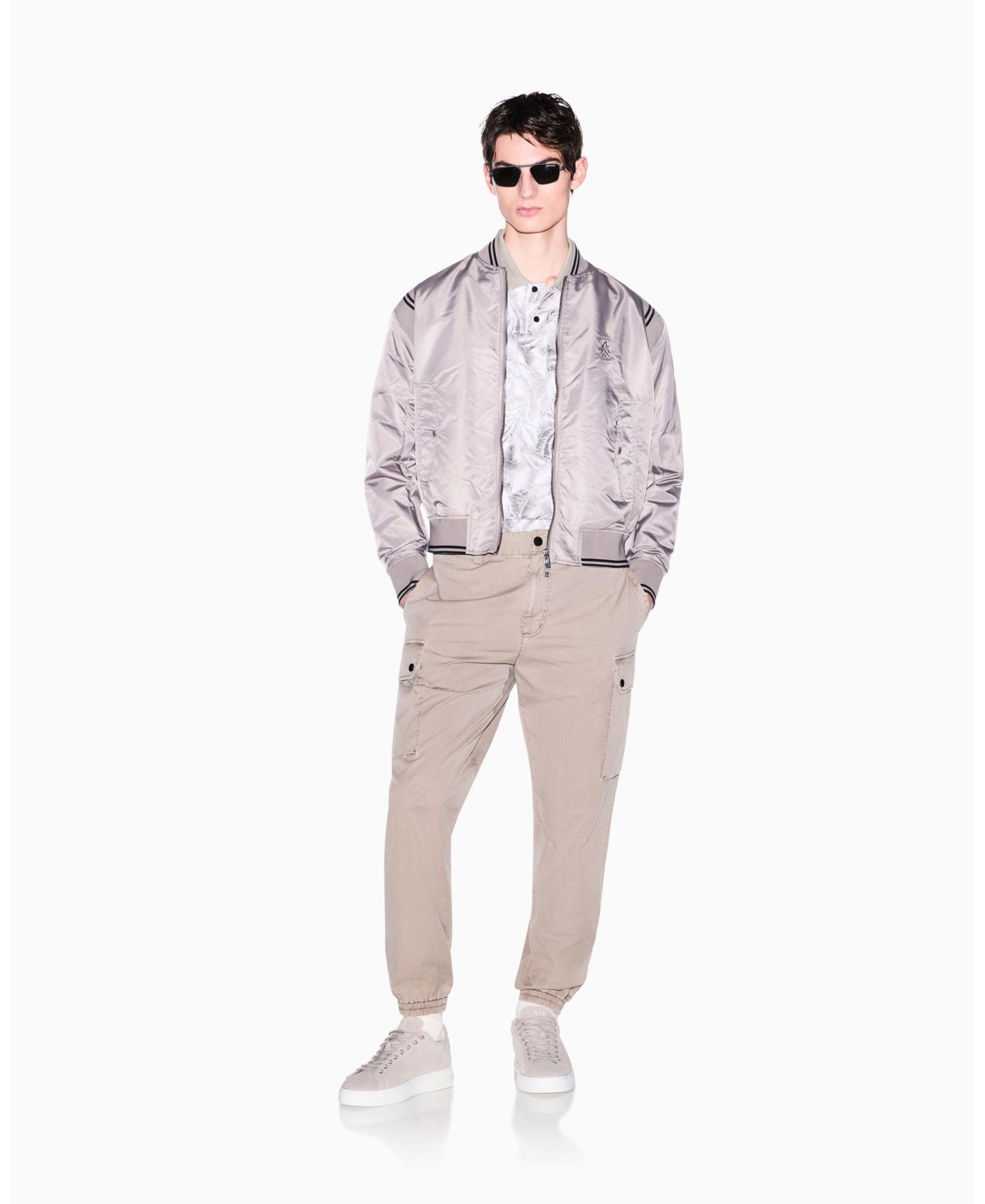 Мужское поло A|X Armani Exchange Ibiza X Pique Leaf Print Polo Shirt, цвет: Лиственный с принтом — фото 3