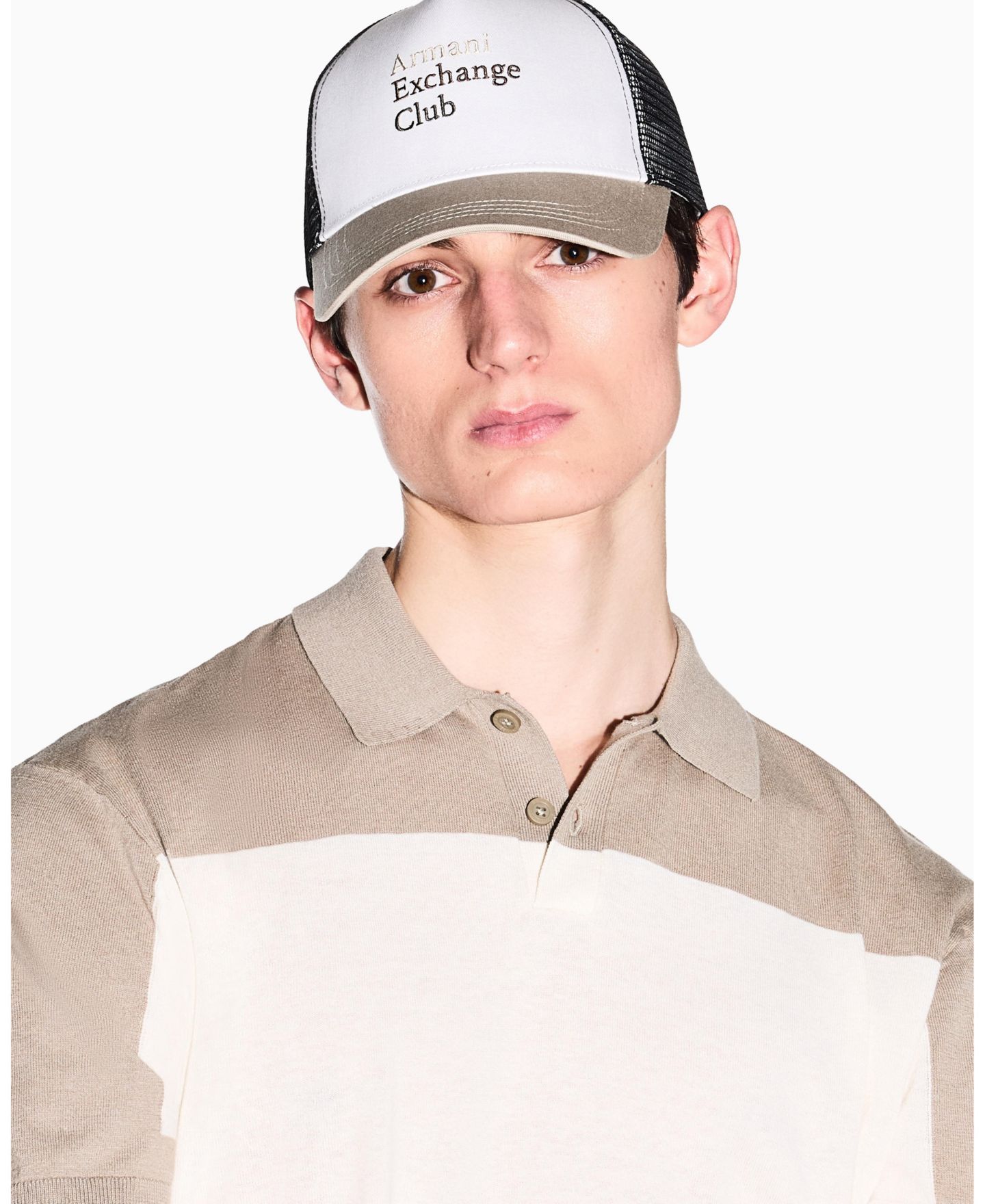 Мужская кепка A|X Armani Exchange Ibiza X Trucker, цвет: Белый / Бежевый — фото 3
