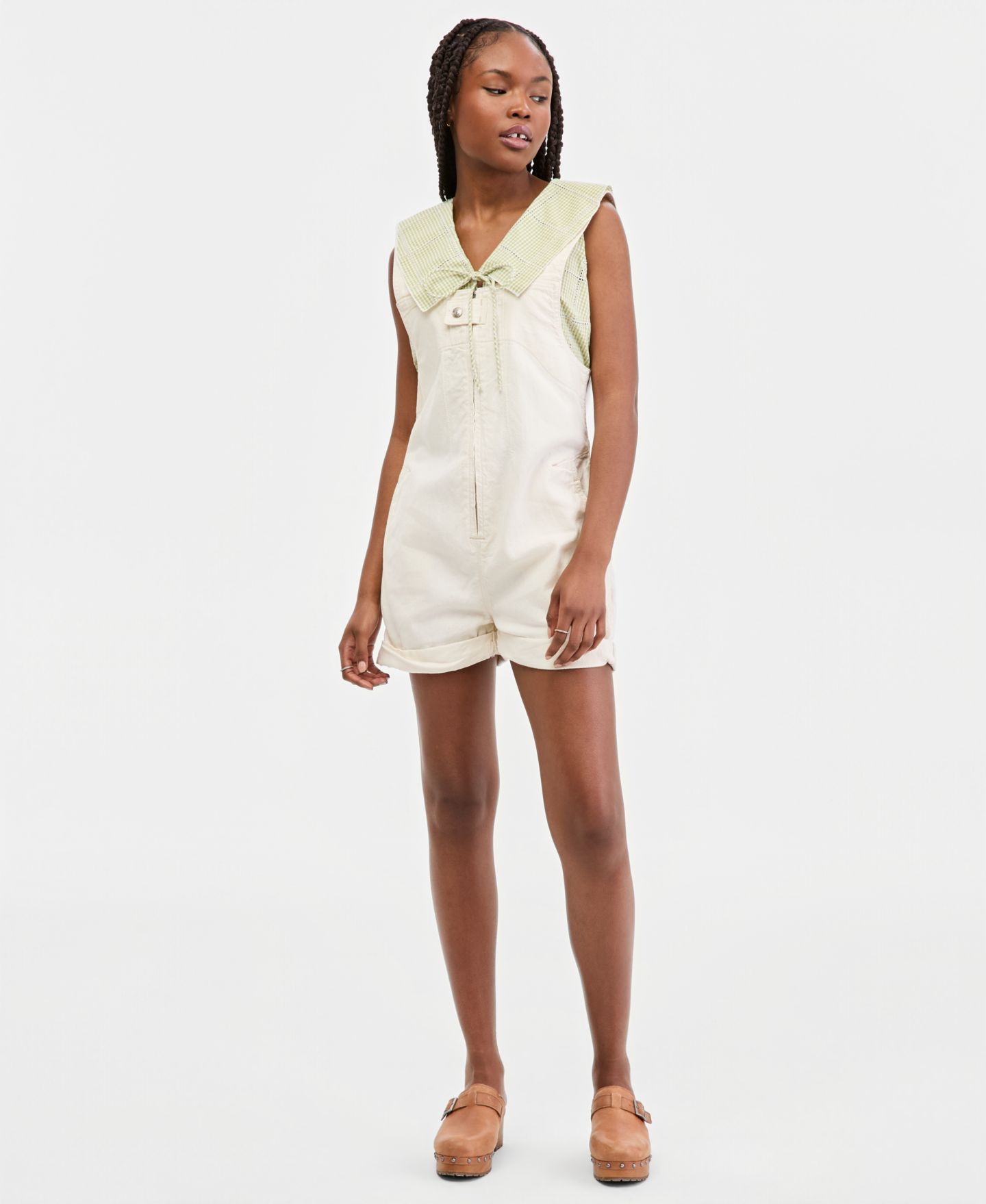Женские комбинезоны Free People We The Free Square Neck Jude Shortalls, цвет: Экрю — фото 4