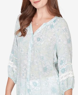 Petite Floral Silky Gauze Peasant Top