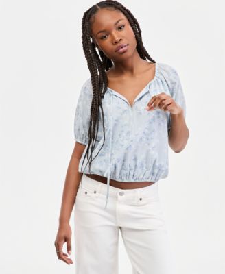 Women's Printed Short-Sleeve Bubble Top