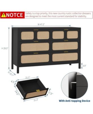 6 Drawer Dresser with Charging Station, Mid Century Modern Wooden Chest for Bedroom Living Room Entryway