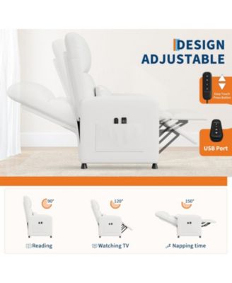 Power Recliner Chair, Adjustable Electric Recliner Ergonomic Overstuffed PU Leather, Tall Back, Padded Seat, 2 Side Pockets and USB Port