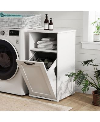 Pull-Out Bathroom Storage Unit with 1 Removable Liner Bag for Easy Sorting & Storage Laundry Hamper Cabinet