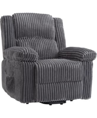 Corduroy Recliner Chair, Manual Recliner Sofa with Handle, Pillow Top Arms, Thick Padding, Side Pocket, 330Lbs Capacity