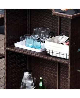 Wicker Outdoor Bar Set, High Top Outdoor Table and Chairs,
