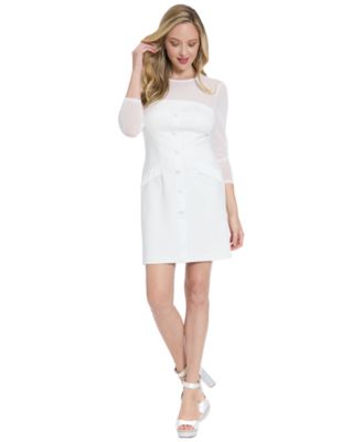 Women's Tuxedo Illusion Crew Neck Short Dress