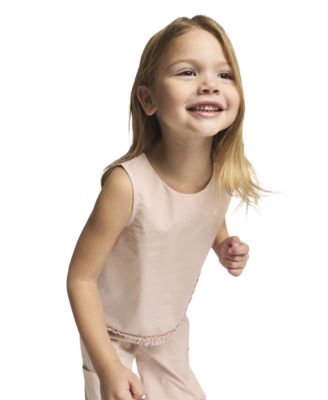 Girls' 4-6X Ribbed Round Neck T-Shirt and Pants, 2-Piece Set