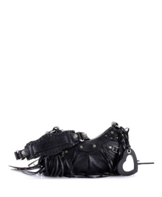 XS Le Cagole Giant Studs Fringe Shoulder Bag Leather