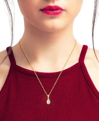 Diamond Pendant Necklace (1/20 ct. t.w.) in 10k Yellow Gold Over White Rhodium