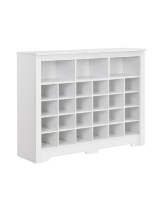 Sleek Design 24 Shoe Cubby Console, 5-Tier Storage Cabinet with Curved Base, Freestanding Shoe Organizer for Hallway, Living Room