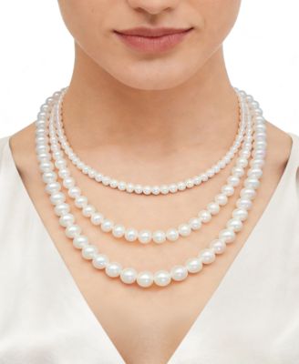 White Cultured Freshwater Pearl (7-8mm) Necklace in 14k Yellow Gold