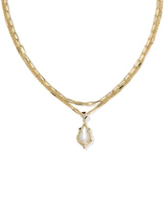 Adriana Scallop Frame Multi Strand 14k Gold Over Brass Necklace