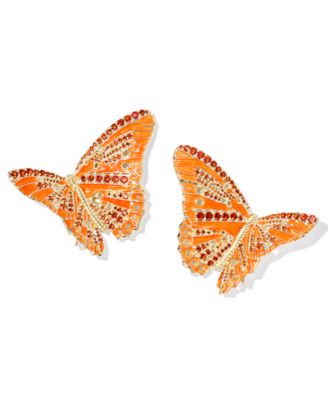 Nano Gem and 14k Gold Over Brass Cailey Enamel Butterfly Statement Earrings