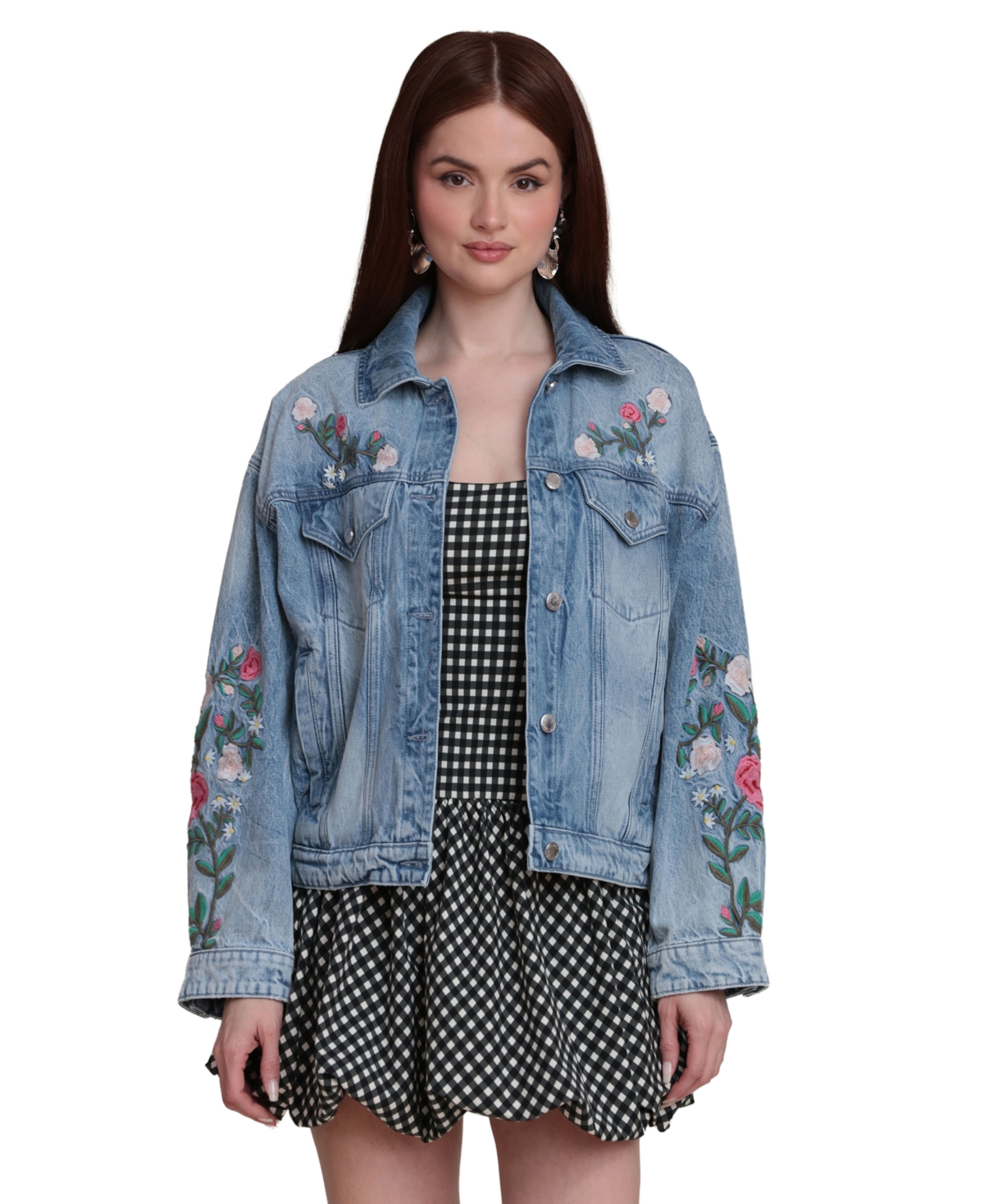 Avec Les Filles Women's Pleated Back Trucker Jacket