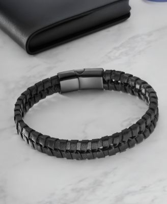 Men's Axion Leather & Stainless Steel Bracelet