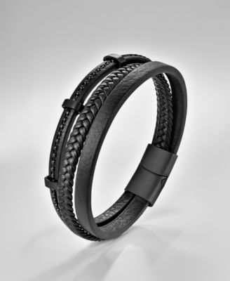 Men's Ardent Leather & Stainless Steel Bracelet