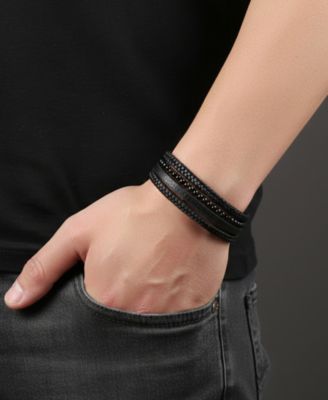 Men's Dominus Leather & Stainless Steel Bracelet