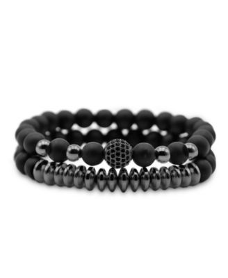 Men's Stainless Steel & Novar Black Bracelet