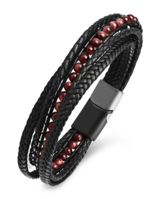 Men's Vero Leather Bracelet in Stainless Steel