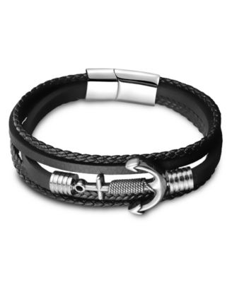 Men's Harbor Leather & Stainless Steel Bracelet
