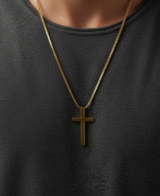 Men's Faith Cross Stainless Steel Pendant Necklace in 14k Gold-Tone