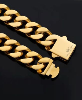 Men's Stainless Steel Cuban Chain Bracelet in 18k Gold Plated