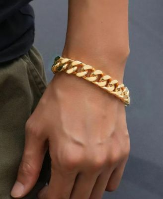 Men's Stainless Steel Cuban Chain Bracelet in 18k Gold Plated