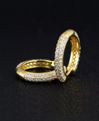 Men's Iced Valor Hoop Earrings in 14k Gold Over Sterling Silver