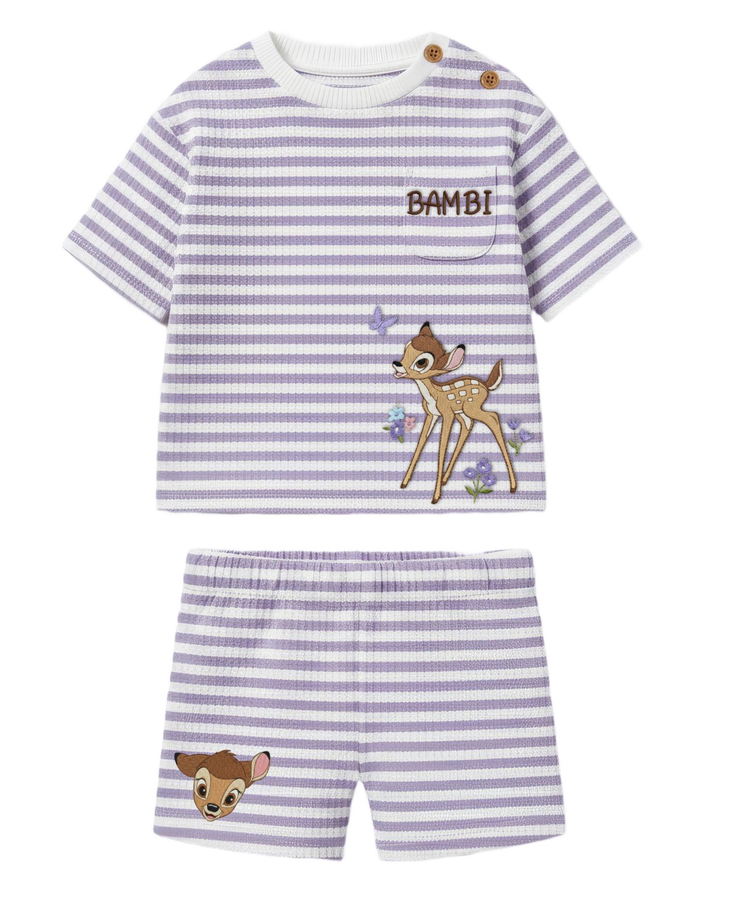 Baby Girls' Bambi Short-Sleeve T-Shirt and Elastic Shorts, 2-Piece Set