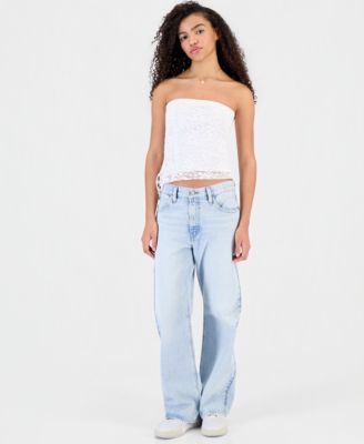 Juniors' Lace Side-Ruched Tube Top