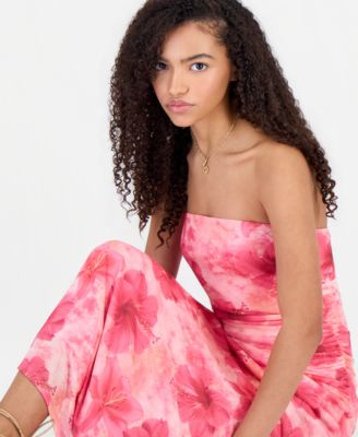 Strapless Mesh Maxi Dress