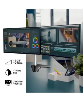 Landscape to Portrait Double Monitor Arms for 10" to 24" Screens Holds up to 17.6 lbs