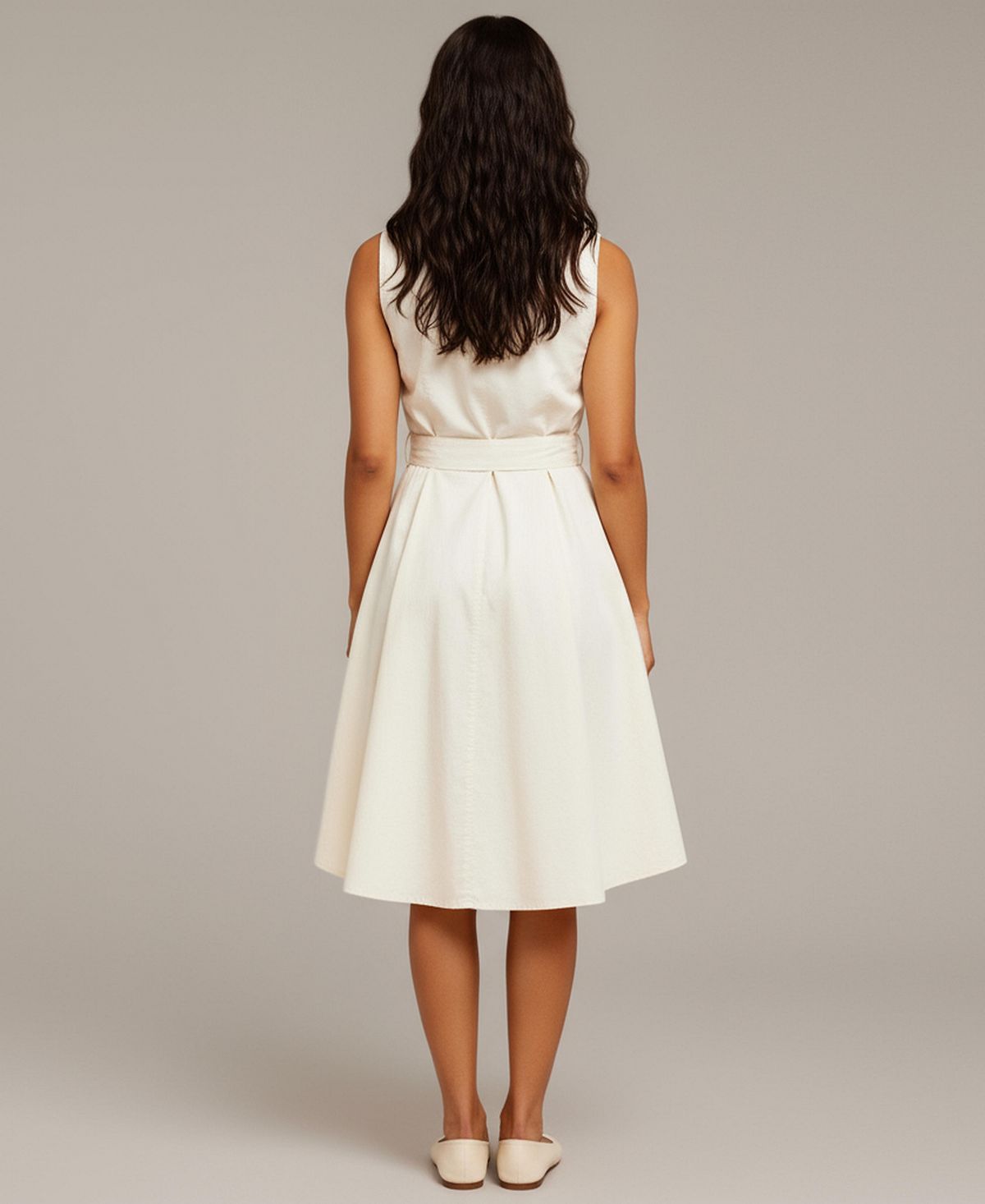 Modenaire Women's Sleeveless Button-Front Fit-and-Flare Dress view 2 — MAYCSS fashion products
