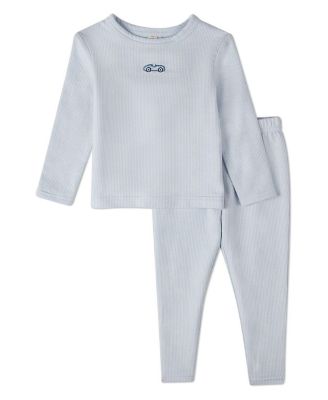 Baby Boys 2 Piece "Vintage Race Car" Embroidered Mini-Ribbed Pull-On Lounge Set