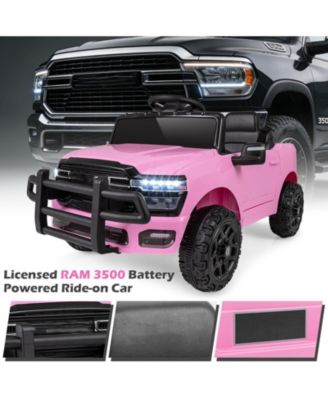 12V Kids Ride On Car Licensed RAM 3500 Electric Vehicle with Remote Control-Pink