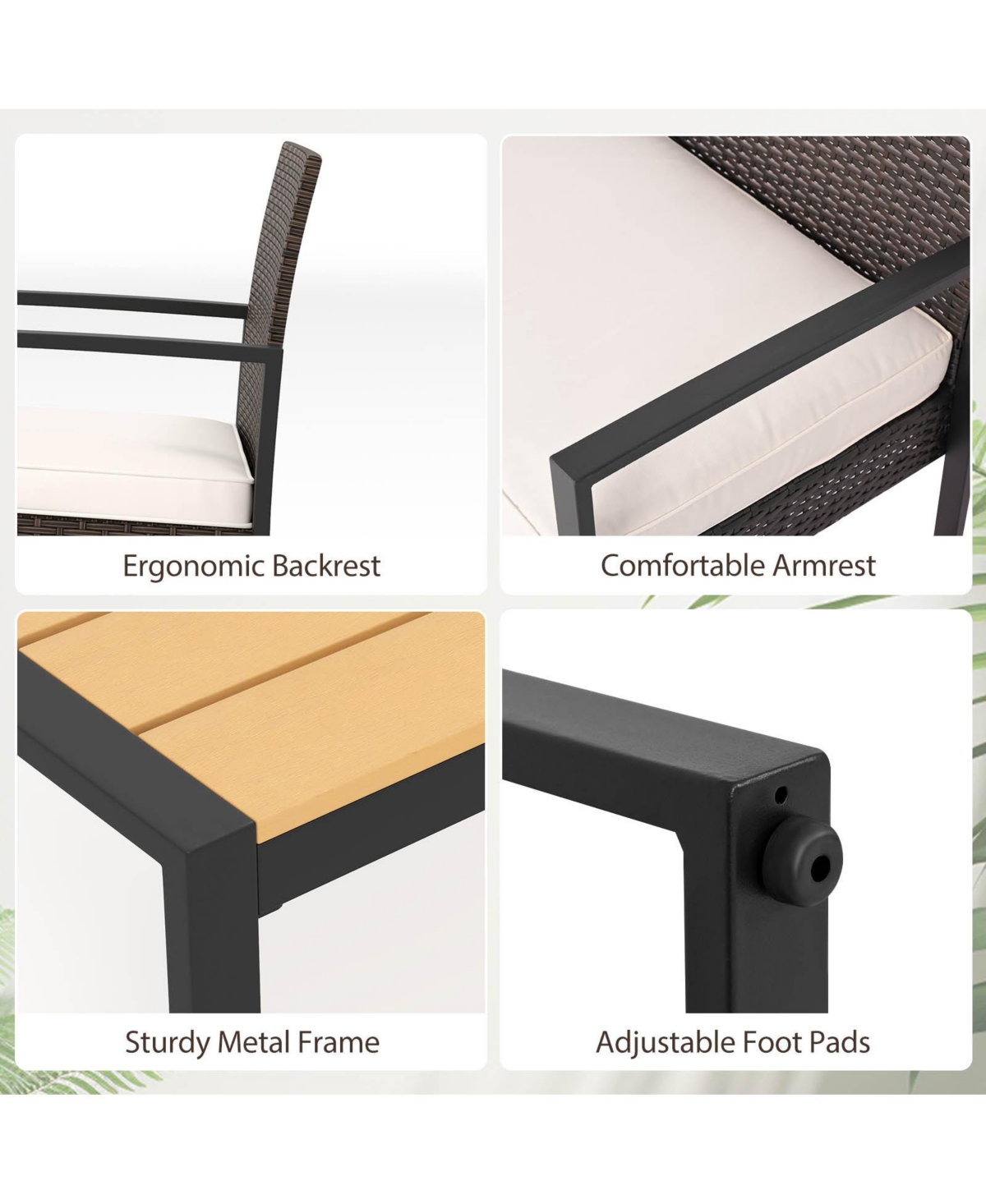 Gymax Pieces Patio Furniture Set Pe Rattan Porch Chairs w/ Loveseat & Coffee Table