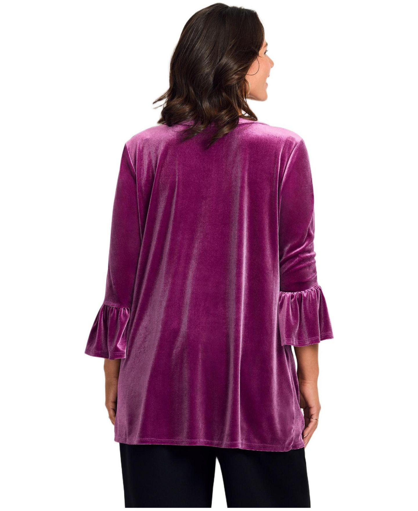 Женский топ Avenue Plus Size Split Neck Bell Sleeve, цвет: Глубокий ягодный — фото 2