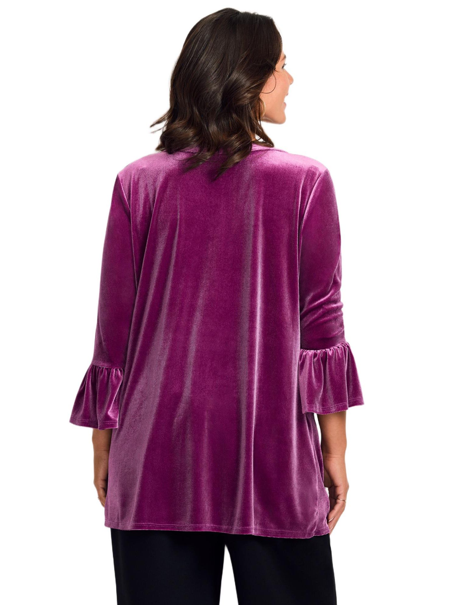 Women's Plus Size Split Neck Bell Sleeve Top