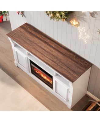 Farmhouse TV Stand for TVs up to 65 Inches,Entertainment Center with Open Storage Cabinets, Media Console for Living