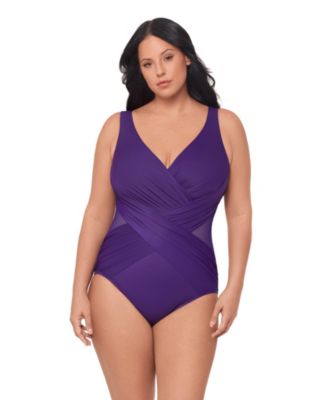 Women's Plus Illustionists Crossover Tummy Control One Piece Swimsuit